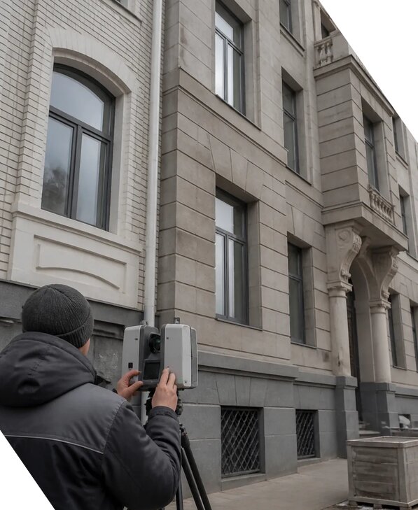 Лазерное сканирование фасадов зданий для обследования в Лобне
